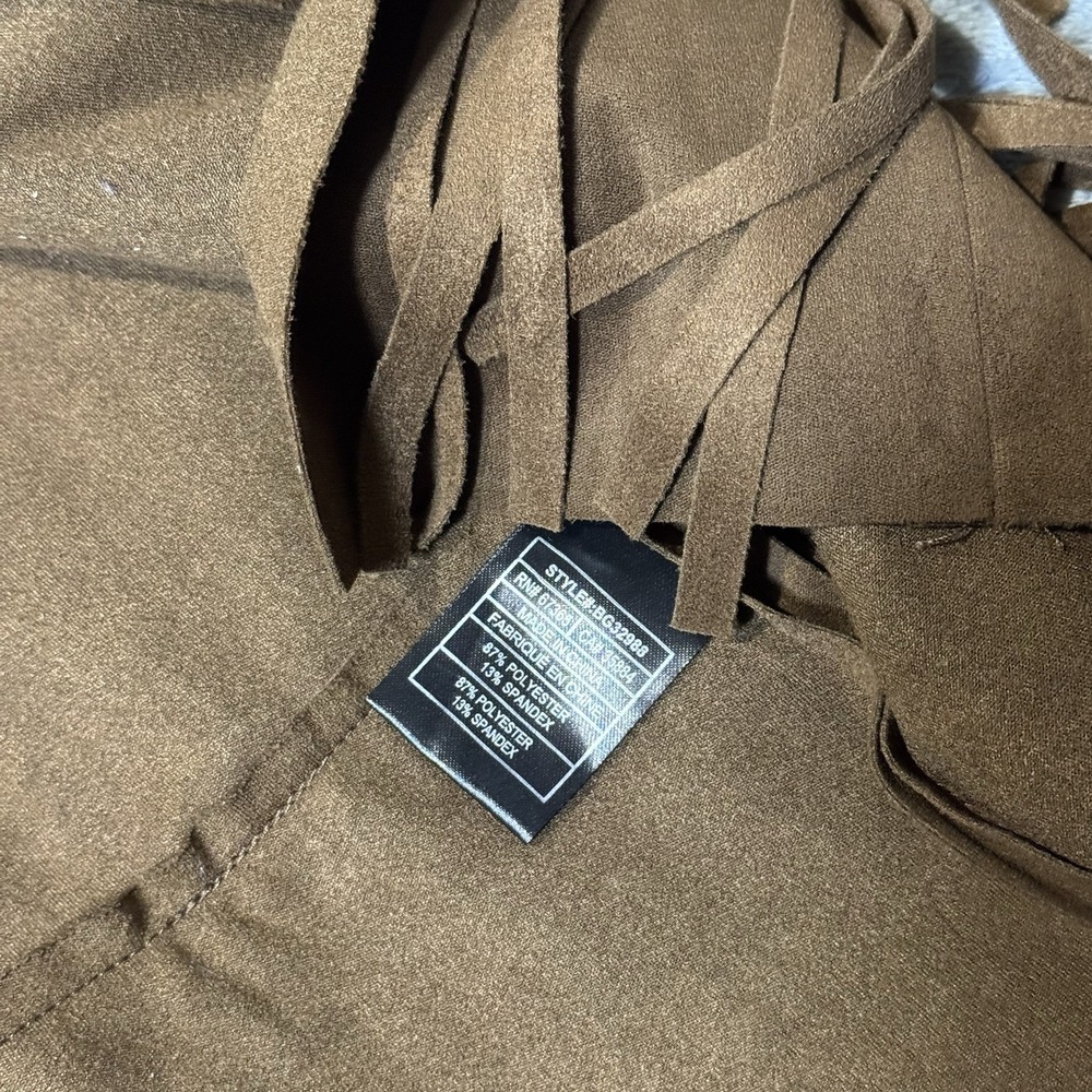 BB Dakota Fringe Open Jacket in‎ Brown Size XS Y2K Retro Boho Western Festival - Picture 4 of 8